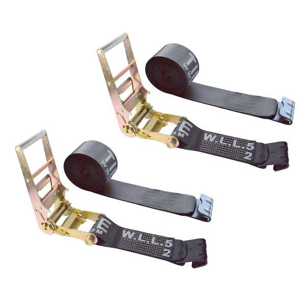 Heavy Duty 4" x 30' Ratchet Tie Down Strap Flat Hook for Farm Trailer Truck Black, 2PK